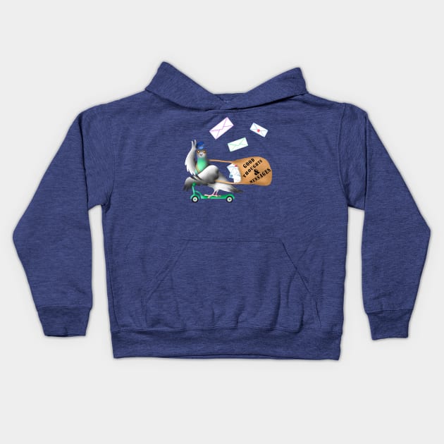 Pigeon Express (Mauve Background) Kids Hoodie by illucalliart